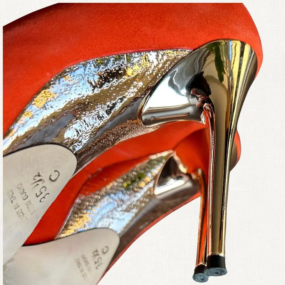 Enrico Cuini Farah Tangerine Suede‎ ALIA Pumps Size 35.5 C